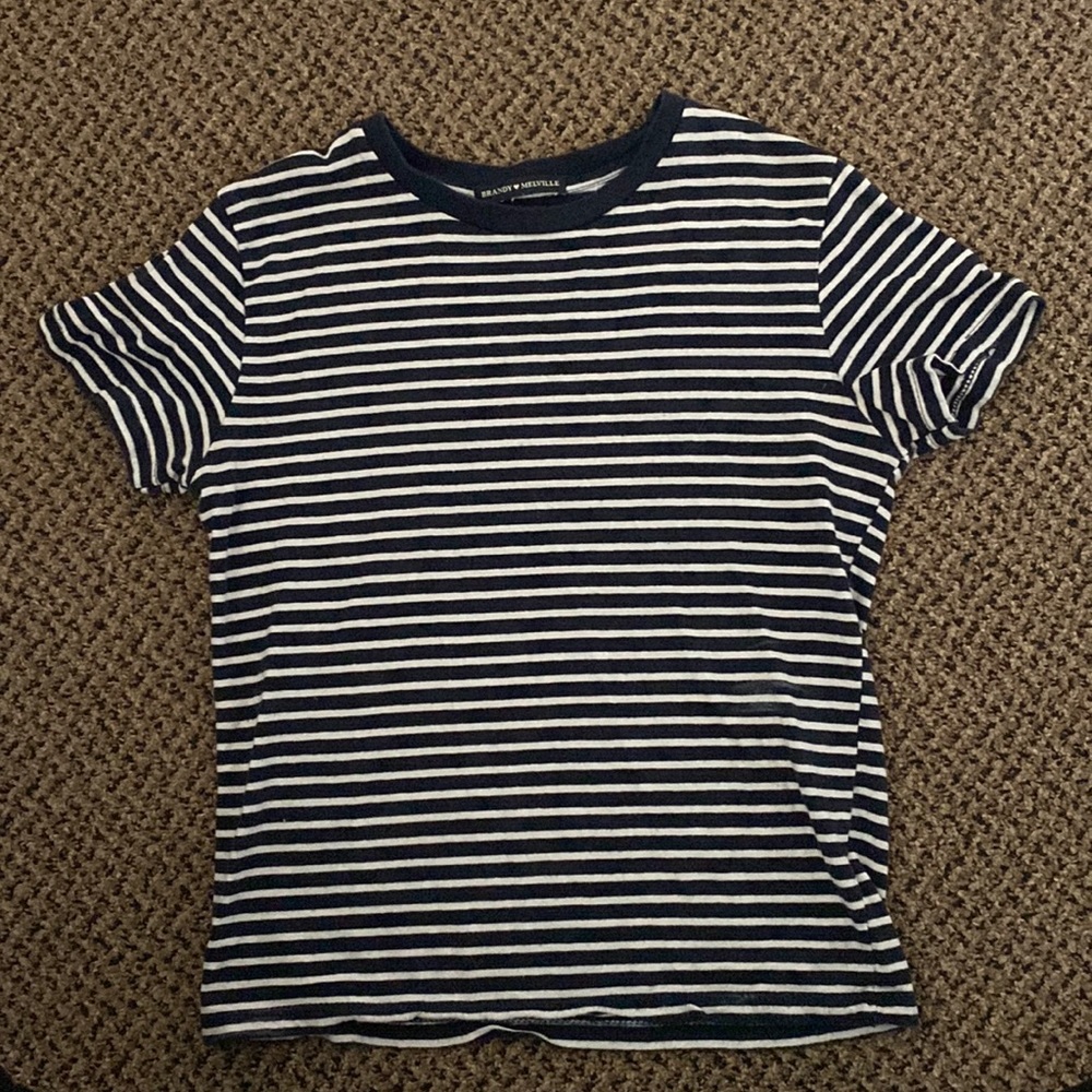Brandy Melville Navy and White Striped Shirt